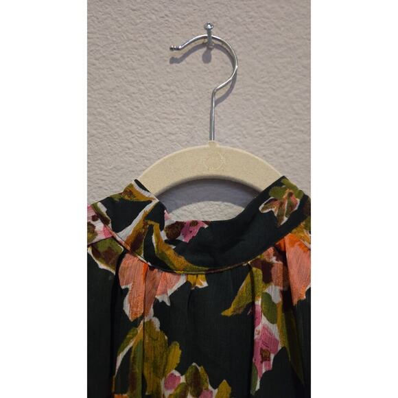 AQUA Women's Floral Deep Green Maxi Dress S Off Shoulder Long Sleeve Romantic - Picture 8 of 15